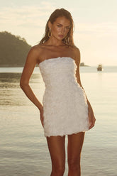 Wild Three Dimensional Floral Tube Top Package Hip Dress